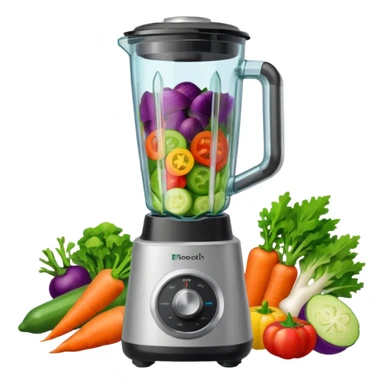 a blender with vegetables sticker