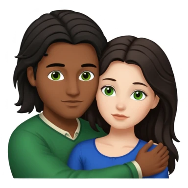 young Métis man and young white woman cuddling, love, the woman has long dark hair and green eyes sticker