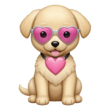 Blonde lab puppy with pink heart sunglasses sticker