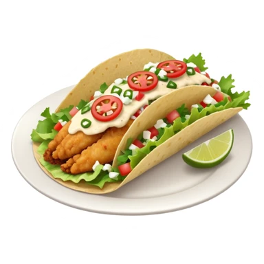 Crispy fish taco with shredded lettuce, cilantro, pico, and queso sticker