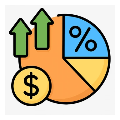 emoji of a pie chart with arrows and a dollar sign with more variations sticker