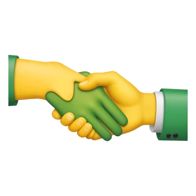 green hand and yellow hand handshake sticker
