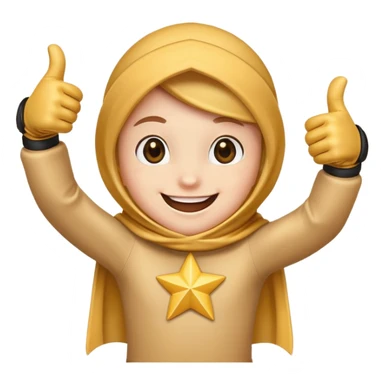 HD a smiling happy dancing star with both gloved hands doing thumbs up and blue background sticker