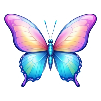 Transparent Shiny Glossy Pastel Gradient Hue holographic butterfly with bright sparkles and huge curvy wings with pointy tips sticker