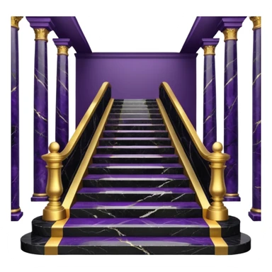Luxurious black marble hallway stairs with gold and white accents  with with violet accents  sticker