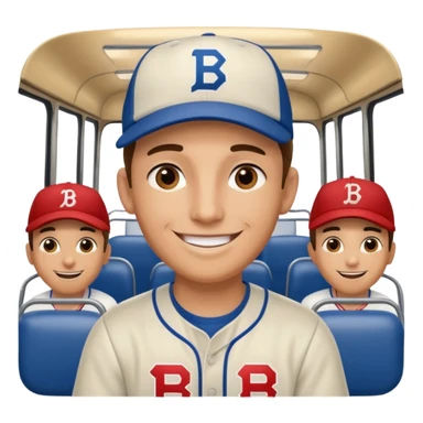 autobus de equipo llevando a egnte de basebal  y un chofer con b en la gorra sticker