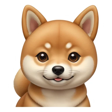 cute Shiba Inu dog with a playful, side-eye expression and a tilted head. The dog has light brown fur, big round eyes, and a soft smirk sticker