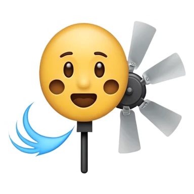 Create a shit emoji being thrown from a fan, like "shit in the fan" expression.
Use the actual "shit emoji" and try version with electric fan sticker