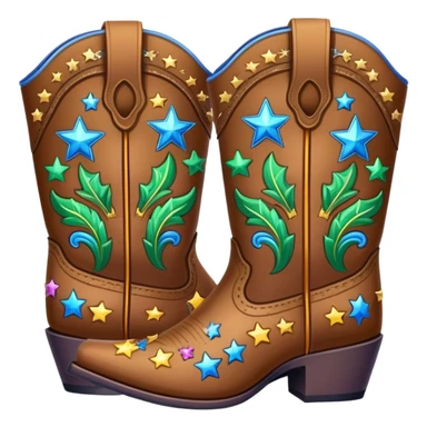 colorful fancy cowboy boots with stars and western patterns sticker
