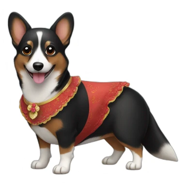 Black corgi wearing sevillana dress sticker