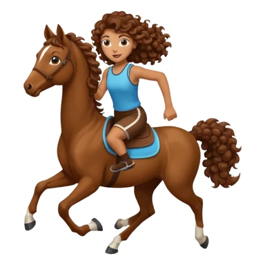  curly tailhorse brown hair girl running sticker