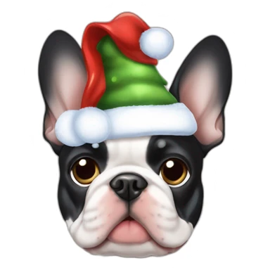 merle frenchie christmas hat one blue eye sticker