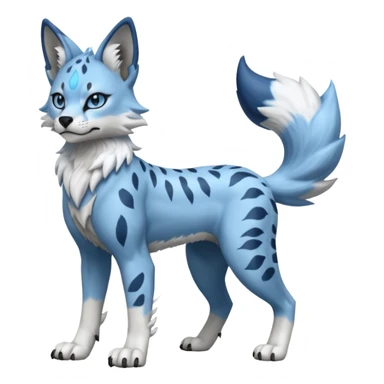 Blue serval-Lycanroc-wolf-fusion-hybrid, full body sticker