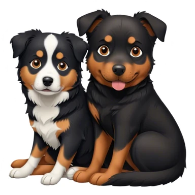 A Border Collie and a Rottweiler snuggling together. sticker