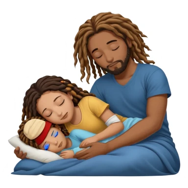 sleeping biracial couple (black male with caramel skin and dreads and hispanic female with fair skin and long brunette hair) with no child sticker