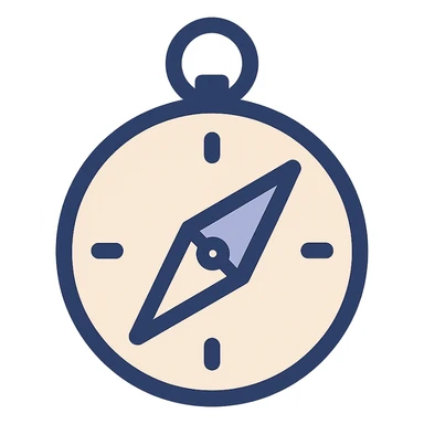 compass icon, clean and simple, modern icon style, minimal color sticker