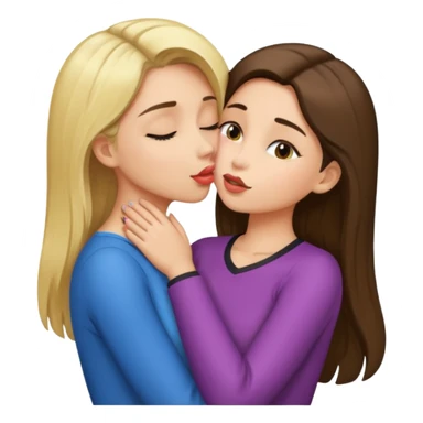 blond girl kissing brunette girls neck sticker