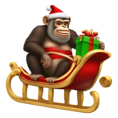 Fat monkey chimpanzee santa claus riding his sleigh sticker
