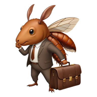  roach with a business suit and briefcase  sticker