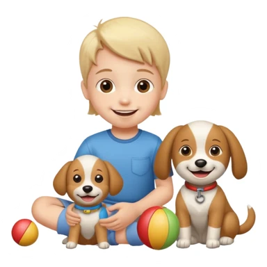 child with dog toys sticker