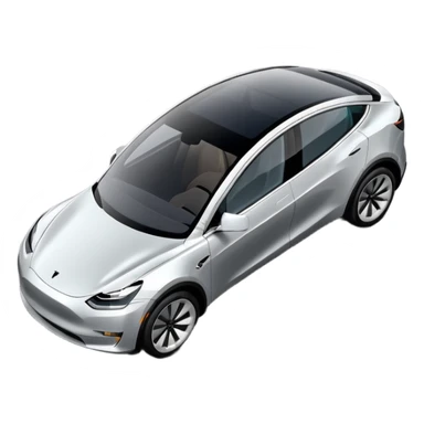 A Tesla Model Y parallel parking in front of a store, from above sticker