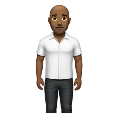 bald man in white shirt with black cocker spaniel sticker