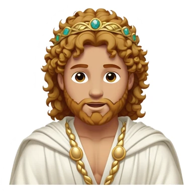 Cinematic Realistic Hercules Portrait, head tilted dramatically with an exaggeratedly amused expression, blending the fierce valor of the Hercules with the classic elegance of Michelangelo's David. His light tan skin and thick, curly, golden brown hair, rendered with meticulous classical detail, frame a face of heroic determination and playful charm. Clad in a gracefully draped white robe adorned with subtle golden embellishments and accented by a distinguished Greek laurel wreath, dynamic lighting accentuates both his formidable physical power and his approachable, spirited demeanor. sticker