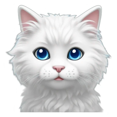 White fluffy cat with blue eyes rag doll sticker