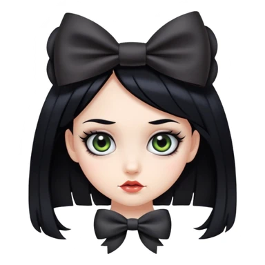 girl with black  bow and freaky eyes sticker