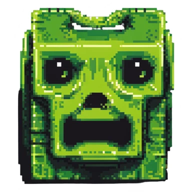 blocky pixelated Minecraft creeper face emoji, less realistic sticker