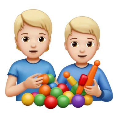 two kids playing with toys at home sticker