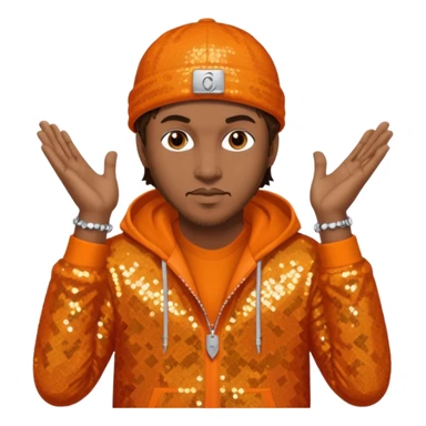 Mystikal, Rapper with dark brown hair, orange sequin outfit sticker