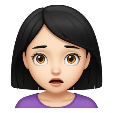 A girl with black hair surprised bending over sticker