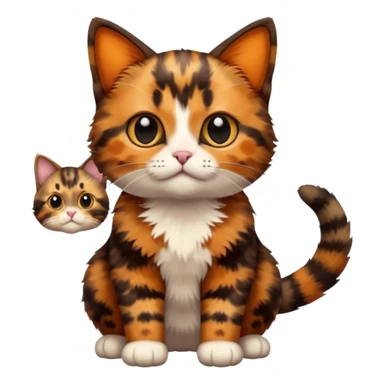 A high-resolution photo-realistic digital illustration of a brown multicoloured  tortoiseshell cat kitten, chest upward (no white) sticker