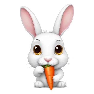 Bunny rabbit eating a carrot sticker