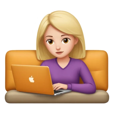 A girl is lying on the couch with a laptop, working sticker