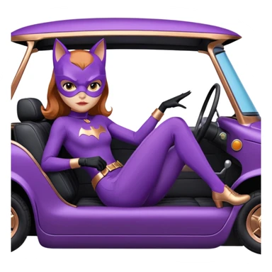 Hot real-appearance racing action BatGirl’s purple tights sixty’s tv show 1932 stealth retro cat burglar sporty petite off-road pursuit mobile cruiser car rose gold accents (reclined and relaxed seating position and attitude) sticker