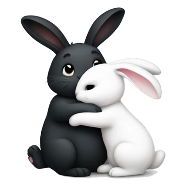 Black rabbit hugging white rabbit  sticker