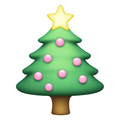 A light green Christmas tree with light pink lights and a light yellow star sticker