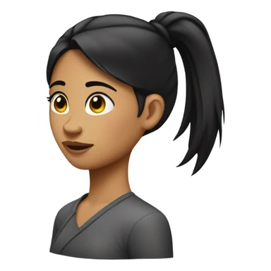 a girl giving a side eye with her black hair in a ponytail sticker