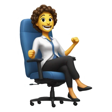 Happy smiling woman spinning in chair sticker