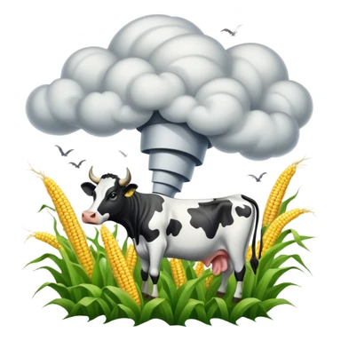 A tornado with corn and cows in it sticker