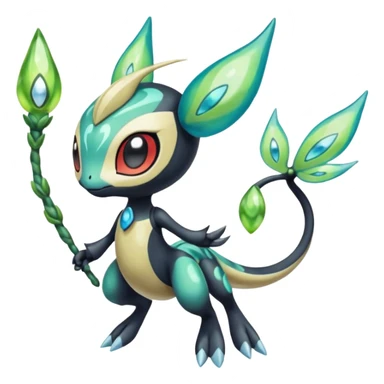 Splash-patterned emotional sparky sparky boom boom painful Meloetta-Guilmom-Salandit-Celebi-Pokémon-Fakémon-fusion-hybrid-creature sticker