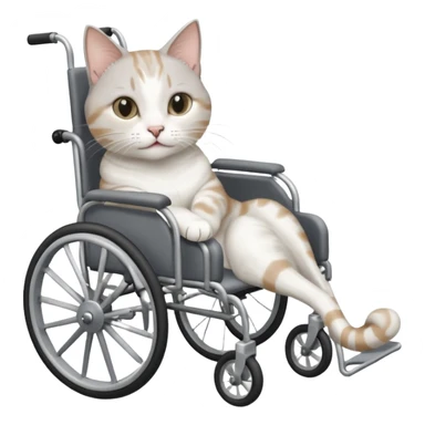 disabled grey and white cat in pet wheelchair sticker