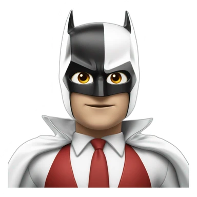 Batman in white and red suit, photorealistic 8K. sticker