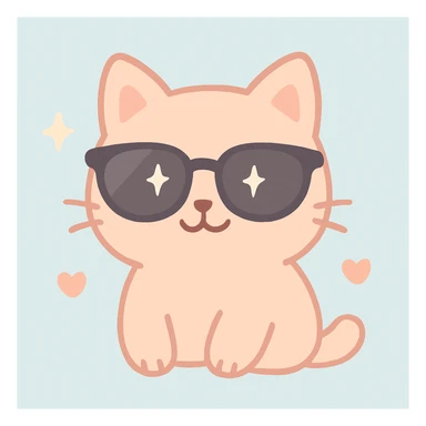 cat wearing sunglasses, cute and charming sticker