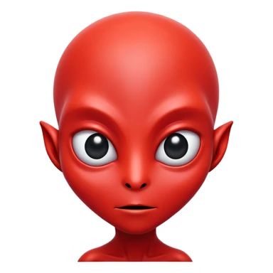 red alien with big black eyes sticker