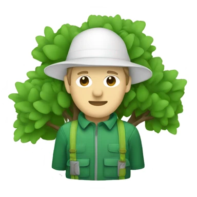 gardener pith helmet jacket white green trees  sticker