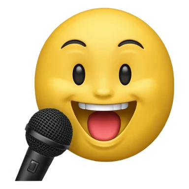 laughing face emoji next to a mic sticker