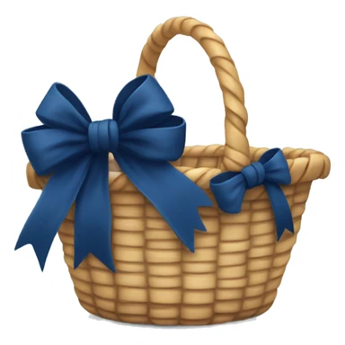 basket with a navy blue bow sticker